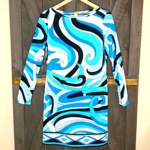 Michael Kors Blue Long Sleeve Body Con Dress